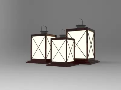 lantern I three wooden lanterns 3D model