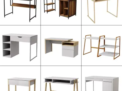 Study desk collection vol2 Low-poly 3D model