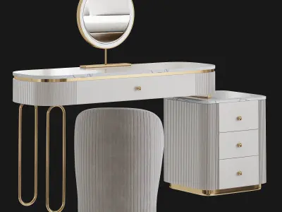 Oboval Modern Makeup Vanity Table by Homary 3D model