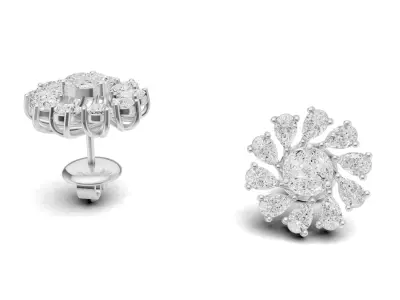 Marquise Cluster Diamond With Pear Diamond flower Stud 3D print model