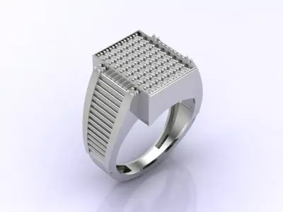 Print Ready STL 3DM  Gents Rings Diamond Men Ring  3D print model 54