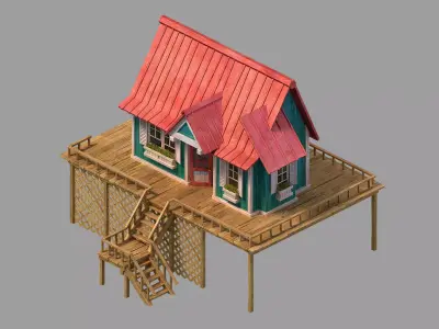 gAME Wood Stitch House 03 3D model