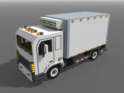 Voxel Refrigerator Truck Low-poly 3D model
