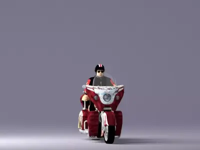 Man on the redish bike 0935 3D model