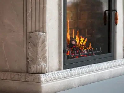 fireplace with fire in it 3D model