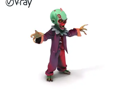 Zombie Clown D Model with PBR Textures and Mixamo Compatibility Low-poly 3D model