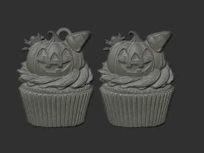 hallowen pumpkin cupcake decor  3D print model