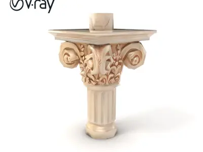 Acanthus Leaf Column Capital model pack Low-poly 3D model