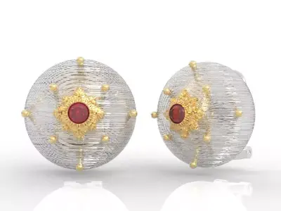 Luxury Round Diamond Stud Earrings 3D print model