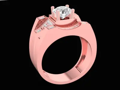 Luxury Square Halo Diamond Ring for Men 2157 3D print model