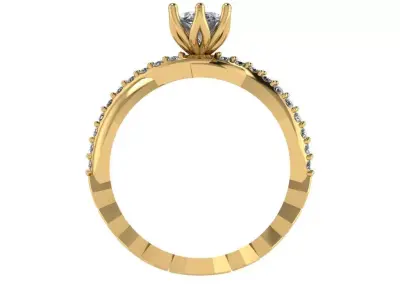 criss cross oval solitaire ring   3D print model