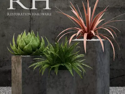 Restoration Hardware cube sheet metal planters 3D model