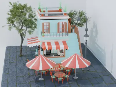 cartoonhome interier Free low-poly 3D model