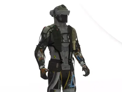 Heavy Combat Mech 3D Model Rigged for Game Engines Animation Low-poly 3D model