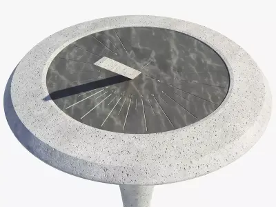 Marble Sundial And Concrete Plinth 3D model