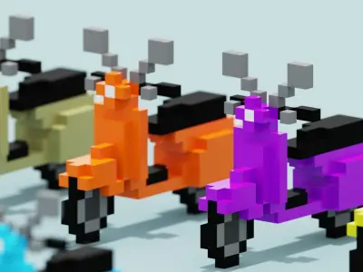 Voxel Vespa collection Low-poly 3D model