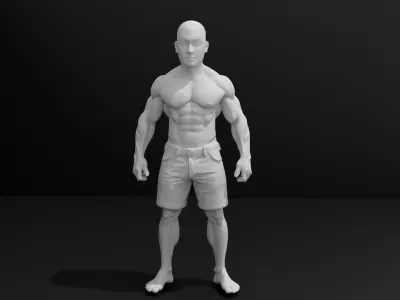 Base Mesh Muscular Male - Game-Animation Ready Low-poly 3D model