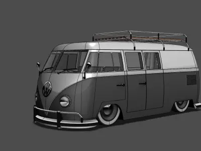 VW Split Screen Panel Van bus camper 3D model