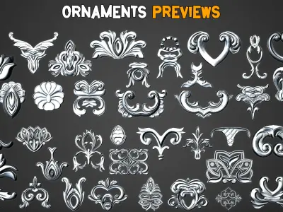 150 Complex Ornamental Brushes and  IMM   Vol 36 Low-poly 3D model