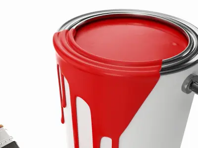 Paint bucket opened with brush 01 3D model