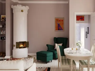 Scandinavian style interior scene 3D model