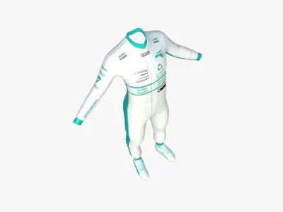 Racing Pilot Uniform A02 White Blue - Character Clothing Design Low-poly 3D model