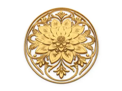 Classic oval carved decor ornament 02 3D model