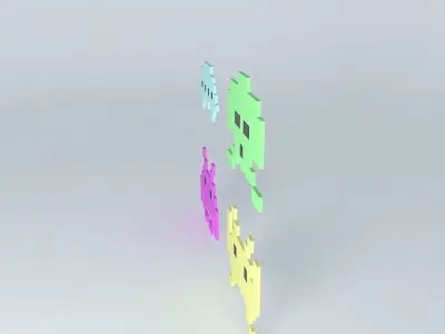 space invaders wall decor art arte decoração de parede space ... Free 3D model