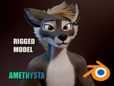 Amethysta Anthro Wolf 3D model