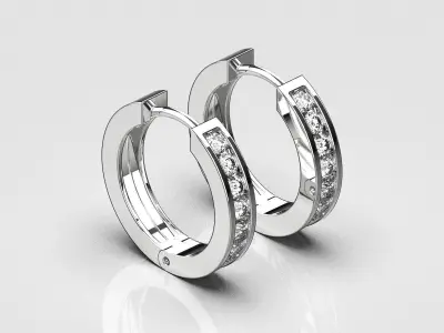 Diamond Hoop Earrings  011411 3D print model