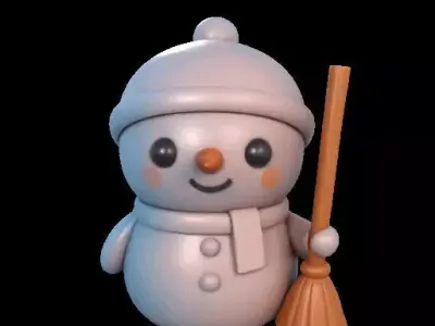 Cheerful Cartoon Snowman 3D print model