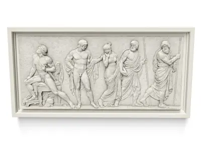 Classic greek wall relief 3D model