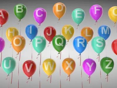 Alphabet on Balloons Low-poly 3D model