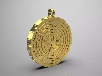 Gold pendant wooden tree trunk design symbol nature model gp0396 3D print model