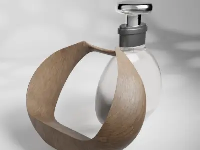 Luxury Wooden Framed Perfume Bottle  Elegant  Modern Design 3D model