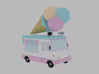 Ice cream truck Low-poly 3D model