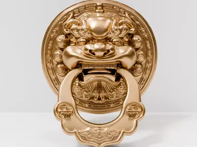 Chinese Style Beast Head Door Knocker 5 - High Poly 3D Model 3D print model