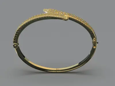 Gold Snake Braclet with Diamonds 3D print model