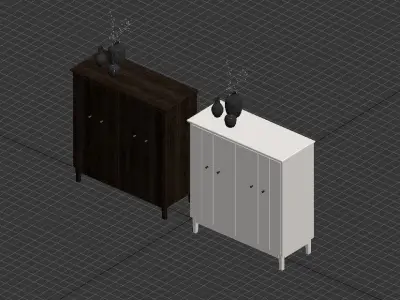 Ikea Wardrobe with folding doors Low-poly 3D model