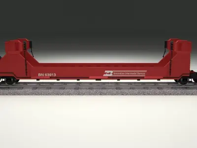Red Train Well Car 3D model