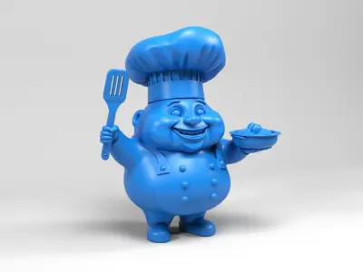 Cartoon chef doll 3D print model
