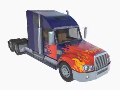 freightliner coronado with flame paint 3D model