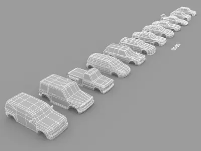 Low Poly Parking Cars Low-poly 3D model