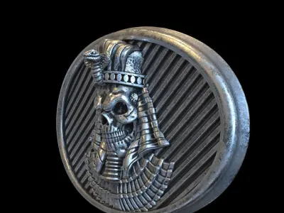 skull  belt buckle Egyptian vol1  and relief 3D print model