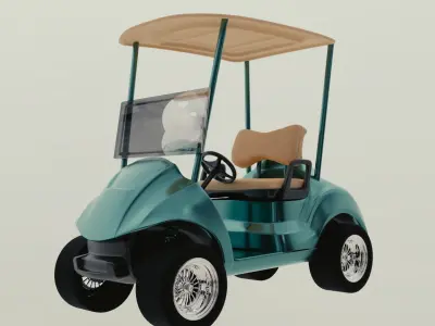 detailed low poly golf cart model 3D model