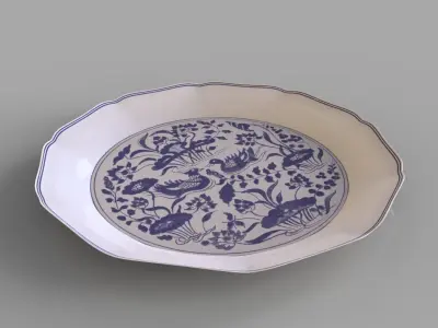 Chinese Classic Porcelain with PBR material - Plate 1 3D model