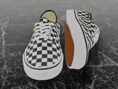 VANS AUTHENTIC GOLDEN COAST BLACK WHITE 3D SHOES  Low-poly 3D model