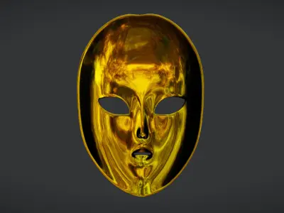Elegant Golden Venetian Mask Low-poly 3D model