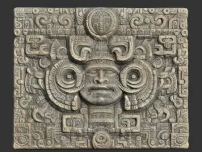 Low poly Mayan Temple Wall Decor 231201 3D model