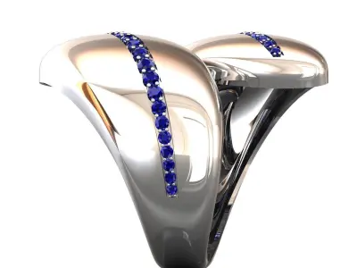 Ring 5 two gold and diamond rings 3D print model